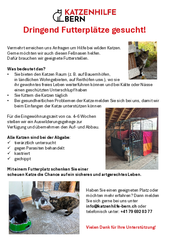 Auswilderungsplätze gesucht